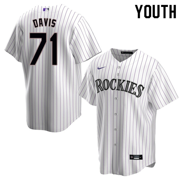 Nike Youth #71 Wade Davis Colorado Rockies Baseball Jerseys Sale-White